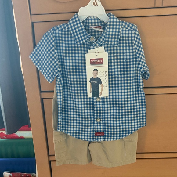 Wrangler Kids Blue Gingham Shirt - Picture 1 of 3